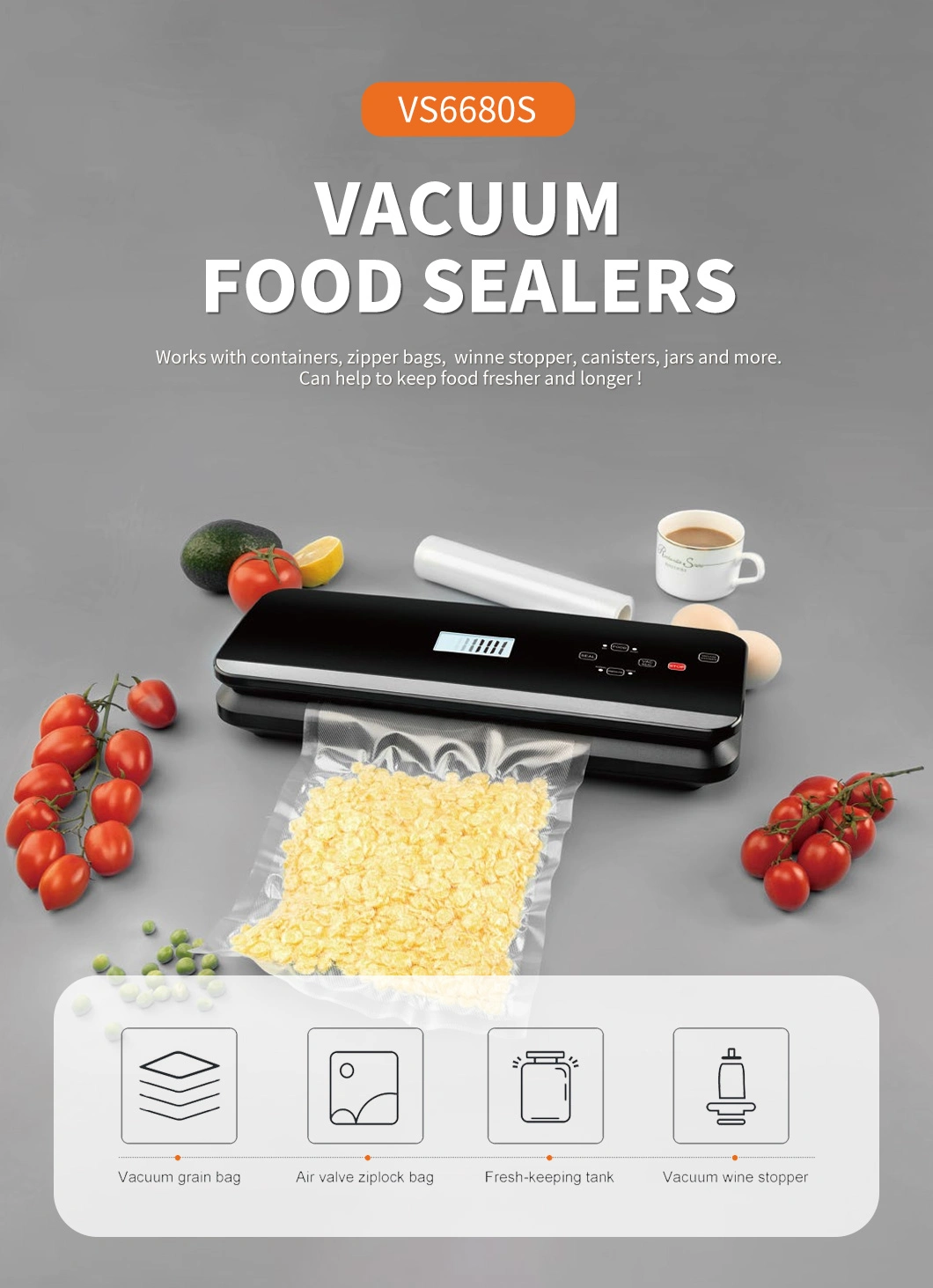 New Top Sale Patented Fully Automatic Sous Vide Bag Dealer Home Use Vacuum Food Sealer