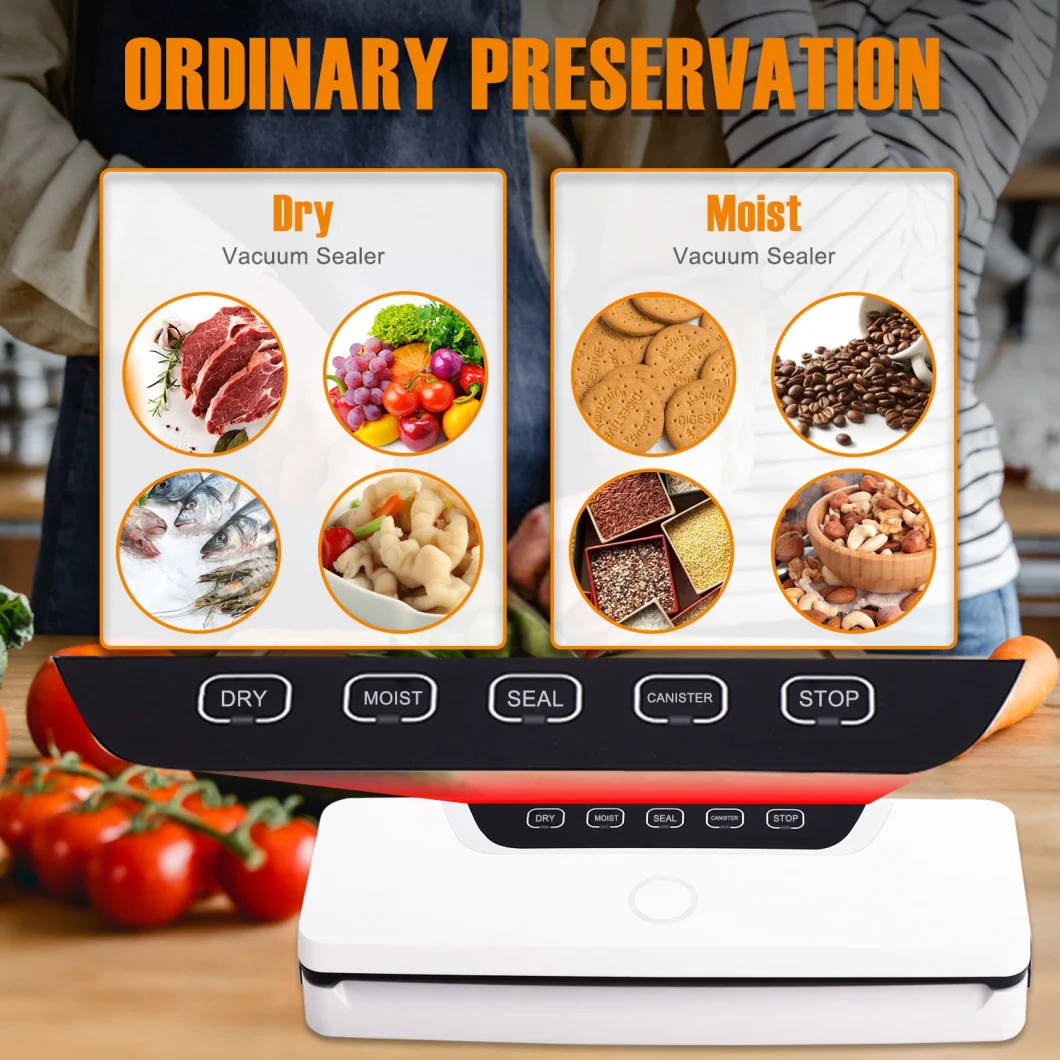 Ootd Handheld Vacuum Sealer with Double Pump and BPA Free Vacuum Bags for Food Packaging and Sous Vide Cooking