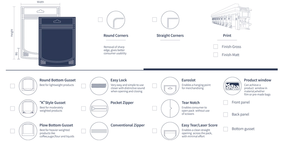 Resealable Top Vacuum Bag for Food Packaging Printed